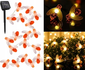 Girlanda solarna LED 20 pszczółki lampki ogrodowe wbijane multikolor