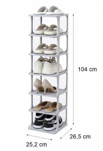 Szary stojak na buty 7 poziomów 104 cm regał półka organizer do garderoby