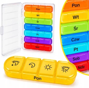 Pojemnik na leki tabletki kasetka 7 dni 4 pory dnia organizer