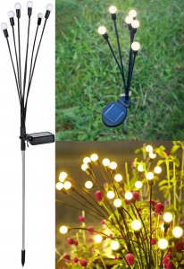 Lampki solarne LED kulki białe ogrodowe wbijane światło dekoracyjne