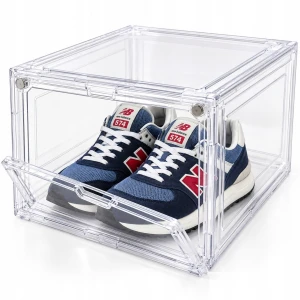 Pojemnik na buty Premium przezroczysty piętrowany z klapką na magnesy